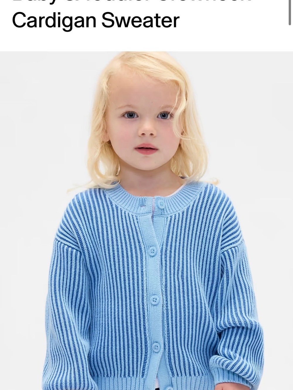 GAP Baby Blue Ribbed Button-Front Cardigan
